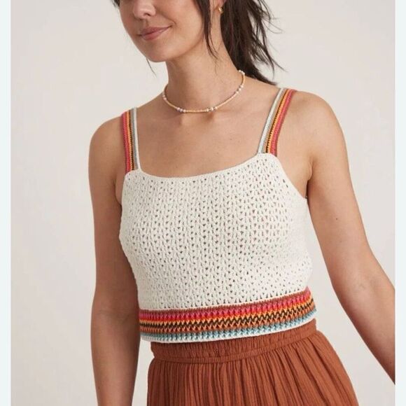 Marine Layer Caro Crochet Multicolor Striped Crop Tank Top NWT Size Extra Large - Picture 7 of 7